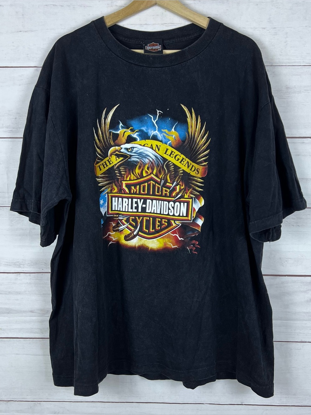 Harley Davidson Eagle Lightning Black T-Shirt Mens Size XXL